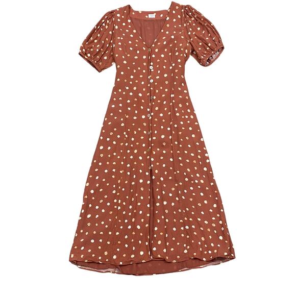 Wilfred Aritzia Libretto Puff Sleeve Button Up Midi Dress Women's M - Picture 1 of 11